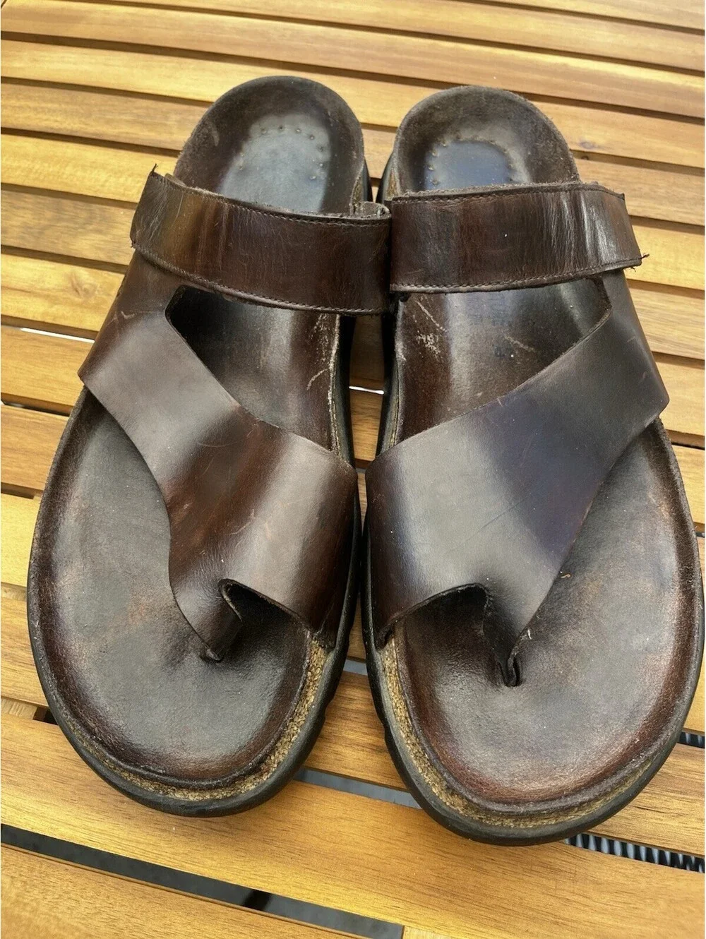 Mephisto Mobils Sandals Mens SZ EU 47 US 13 Brown James Slide Adjustable Comfort